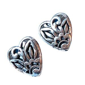 Brighton Womans Earrings Sterling Silver Over Brass Heart Stud Pierced Love